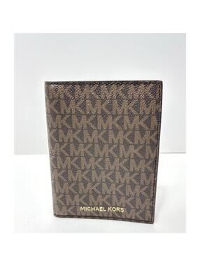 Michael Kors Women’s Foldable Wallet Brown Leather Designer Document Carrier
